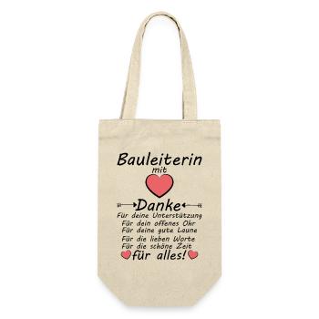 Bauleiterin Bauleitung Danke Dankeschön sagen - Geschenkbeutel für Flaschen - Natur - Vorne