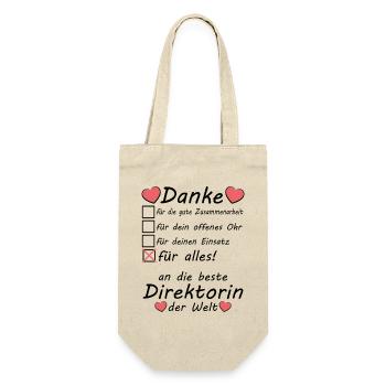 Beste Direktorin Schule Danke Abschiedsgeschenk - Geschenkbeutel für Flaschen - Natur - Vorne