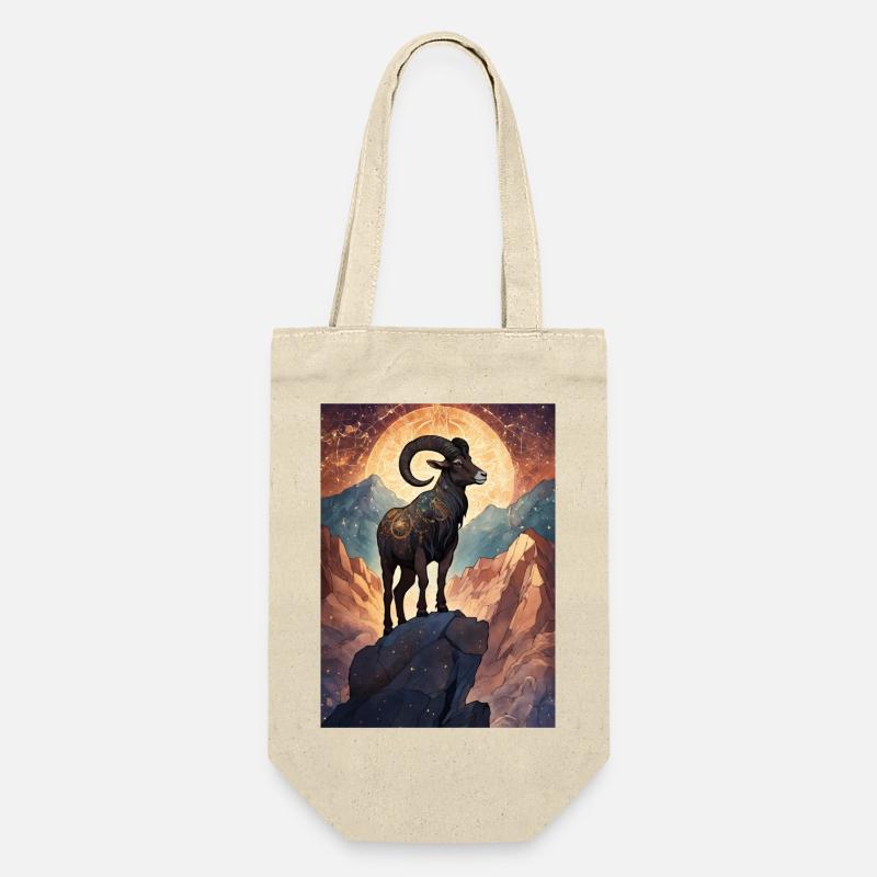 Sternzeichen Steinbock - Geschenkbeutel für Flaschen - Natur