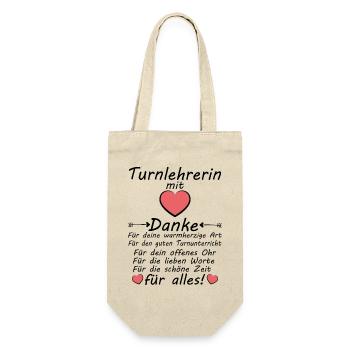 Turnlehrerin Turnen Lehrerin Danke zum Abschied - Geschenkbeutel für Flaschen - Natur - Vorne