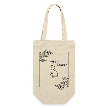 Frohe Ostern Geschenkidee Happy Easter - Geschenkbeutel für Flaschen - Natur - Vorne