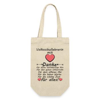 Volksschullehrerin Volksschule Lehrerin Abschied - Geschenkbeutel für Flaschen - Natur - Vorne
