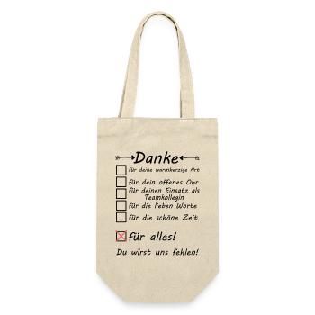 Teamkollegin Kollegin im Team Abschied Danke sagen - Geschenkbeutel für Flaschen - Natur - Vorne