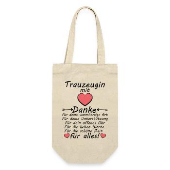 Beste Trauzeugin der Braut Dankeschön Danke sagen - Geschenkbeutel für Flaschen - Natur - Vorne