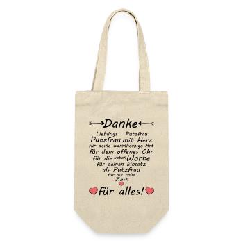 Beste Putzfrau Danke Lieblings zum Abschied - Geschenkbeutel für Flaschen - Natur - Vorne