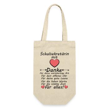 schulsekretärin Schul Sekretärin Danke Abschied - Geschenkbeutel für Flaschen - Natur - Vorne