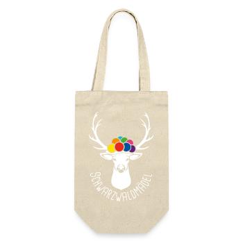 Hirsch Schwarzwaldmädel weiß - Geschenkbeutel für Flaschen - Natur - Vorne