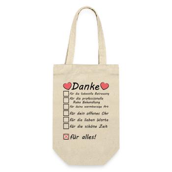 Danke Sagen an das Reha Team Abschiedsgeschenk - Geschenkbeutel für Flaschen - Natur - Vorne