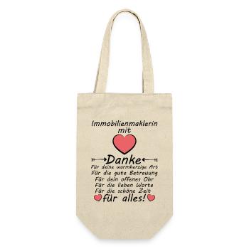 Danke Dankeschön an Immobilienmaklerin Maklerin - Geschenkbeutel für Flaschen - Natur - Vorne