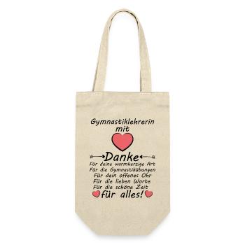 Danke Dankeschön an Gymnastiklehrerin zum Abschied - Geschenkbeutel für Flaschen - Natur - Vorne