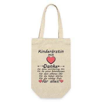Danke sagen Dankeschön an Kinderärztin mit Herz - Geschenkbeutel für Flaschen - Natur - Vorne