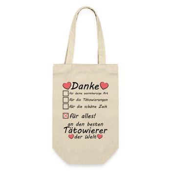 Danke an beste Tätowierer Dankeschön zum Abschied - Geschenkbeutel für Flaschen - Natur - Vorne