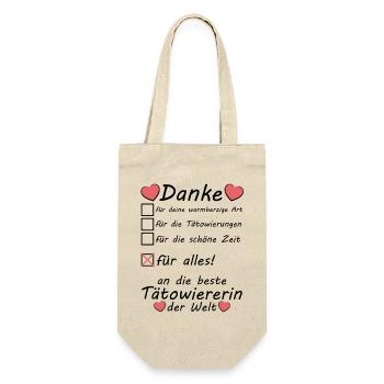 Danke beste Tätowiererin Dankeschön zum Abschied - Geschenkbeutel für Flaschen - Natur - Vorne