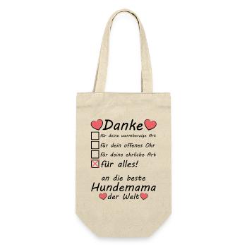 Beste Hundemama der Welt Danke Dankeschön - Geschenkbeutel für Flaschen - Natur - Vorne