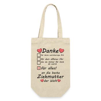 Beste Ziehmutter der Welt Danke Sagen Muttertag - Geschenkbeutel für Flaschen - Natur - Vorne