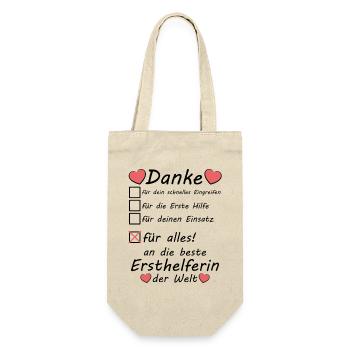 Beste Ersthelferin Danke Dankeschön sagen - Geschenkbeutel für Flaschen - Natur - Vorne