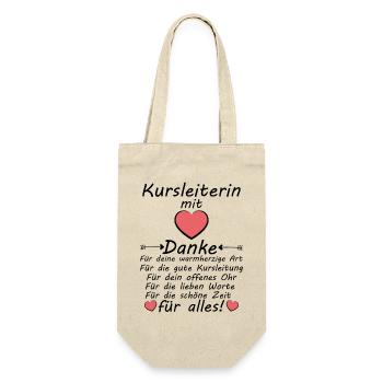 Kursleiterin Danke Dankeschön zum Abschied - Geschenkbeutel für Flaschen - Natur - Vorne