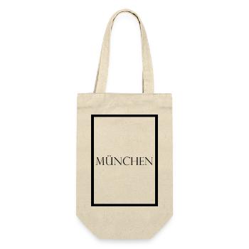 München mit Rand, schlichter Statement Schriftzug - Geschenkbeutel für Flaschen - Natur - Vorne