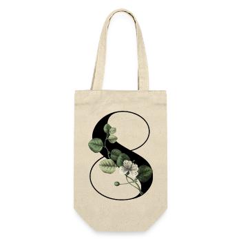 Nummer 8 Grüne Blumen - 8. Blumengeburtstag - Geschenkbeutel für Flaschen - Natur - Vorne
