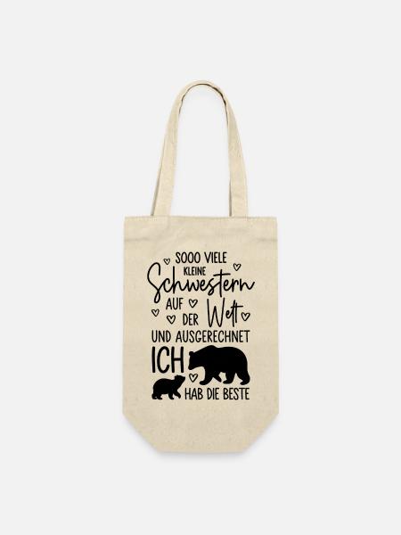 Mädchen Schwestern Bären Beste kleine Schwester - Geschenkbeutel für Flaschen - Natur