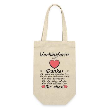 Verkäuferin Verkaufsberatung Danke Sagen Abschied - Geschenkbeutel für Flaschen - Natur - Vorne