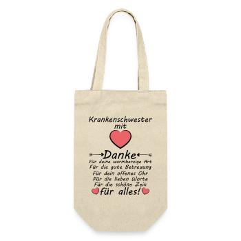 Danke an Schwestern Personal im Krankenhaus - Geschenkbeutel für Flaschen - Natur - Vorne