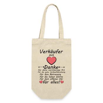 Verkäufer Verkaufsberatung Danke Sagen Dankeschön - Geschenkbeutel für Flaschen - Natur - Vorne