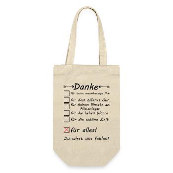 Fliesenleger zum Abschied Rente Ruhestand Danke - Geschenkbeutel für Flaschen - Natur - Vorne