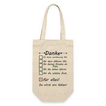Pilot Abschiedsgeschenk zum Abschied Danke - Geschenkbeutel für Flaschen - Natur - Vorne