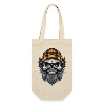 Skull Holzfäller Lumberjack - Geschenkbeutel für Flaschen - Natur - Vorne