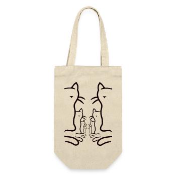 Retro Cats Family Cat 80s 90s Vintage - Gift Bag for Bottles - nature - Front
