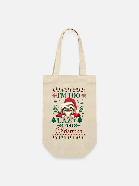 Ugly Christmas Style – Faultier in Weihnachtsmütze - Geschenkbeutel für Flaschen - Natur