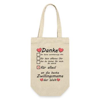 Beste Zwillingsmama Danke sagen Muttertag - Geschenkbeutel für Flaschen - Natur - Vorne