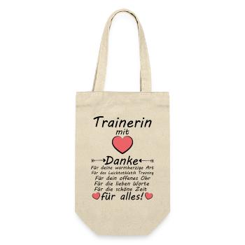 Leichtathletik Trainerin Danke sagen zum Abschied - Geschenkbeutel für Flaschen - Natur - Vorne