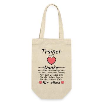 Leichtathletik Trainer Danke sagen zum Abschied - Geschenkbeutel für Flaschen - Natur - Vorne