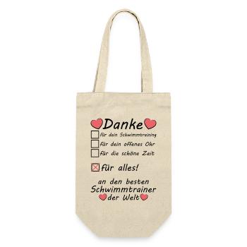 Beste Schwimmtrainer Danke Dankschön sagen - Geschenkbeutel für Flaschen - Natur - Vorne