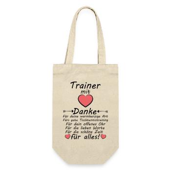 Beste Tischtennistrainer Danke sagen zum Abschied - Geschenkbeutel für Flaschen - Natur - Vorne