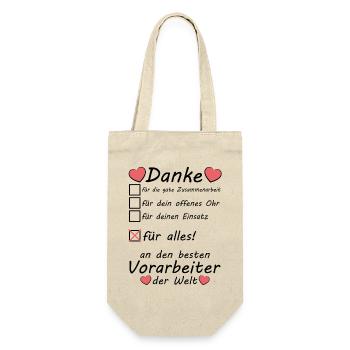 Beste Vorarbeiter Danke sagen zum Abschied Rente - Geschenkbeutel für Flaschen - Natur - Vorne