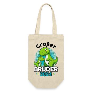 Dino Großer Bruder 2024 Geschwister - Geschenkbeutel für Flaschen - Natur - Vorne