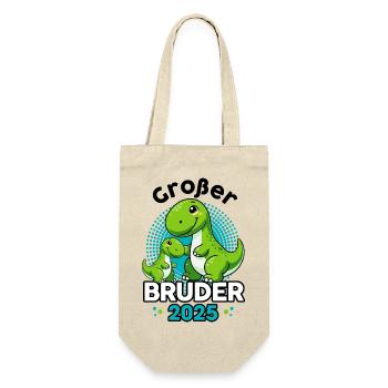 Dino Großer Bruder 2025 Geschwister - Geschenkbeutel für Flaschen - Natur - Vorne