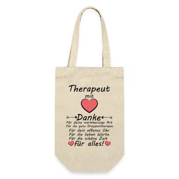 Gruppentherapie Therapeut Danke zum Abschied - Geschenkbeutel für Flaschen - Natur - Vorne