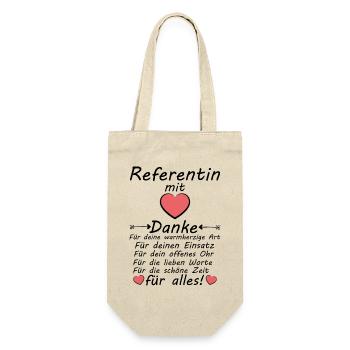 Danke an Referentin zum Abschied Abschiedsgeschenk - Geschenkbeutel für Flaschen - Natur - Vorne