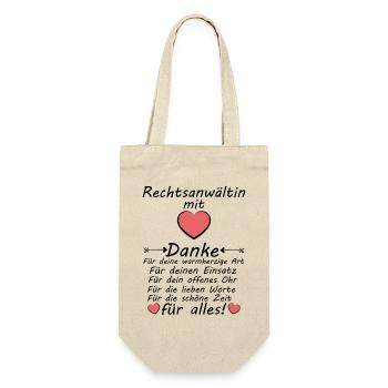 Rechtsanwältin Danke sagen zum Abschied - Geschenkbeutel für Flaschen - Natur - Vorne