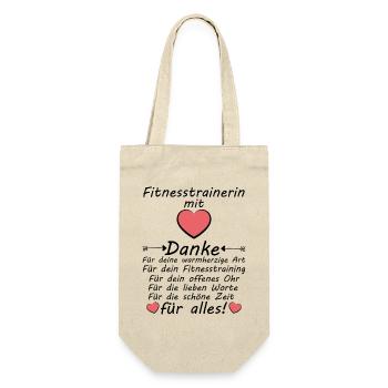Danke an Fitnesstrainerin Abschiedsgeschenk - Geschenkbeutel für Flaschen - Natur - Vorne
