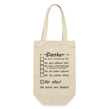 Praktikum Ende beim Zahnarzt Danke zum Abschied - Geschenkbeutel für Flaschen - Natur - Vorne