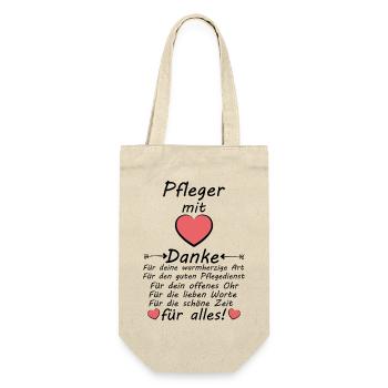 Danke sagen Dankeschön an Pflegedienst Pfleger - Geschenkbeutel für Flaschen - Natur - Vorne