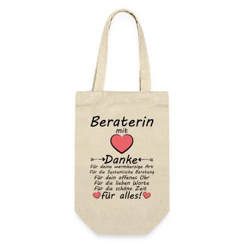 Systemische Beratung Beraterin Danke zum Abschied - Geschenkbeutel für Flaschen - Natur - Vorne