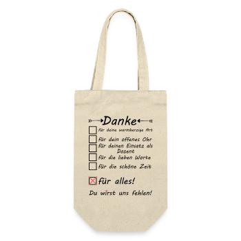 Dozent Abschied Abschiedsgeschenk Danke - Geschenkbeutel für Flaschen - Natur - Vorne