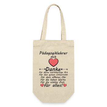 Pädagogiklehrer Danke sagen zum Abschied - Geschenkbeutel für Flaschen - Natur - Vorne