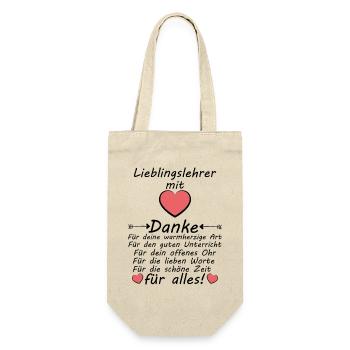 Lieblingslehrer Mit Herz Danke sagen zum Abschied - Geschenkbeutel für Flaschen - Natur - Vorne